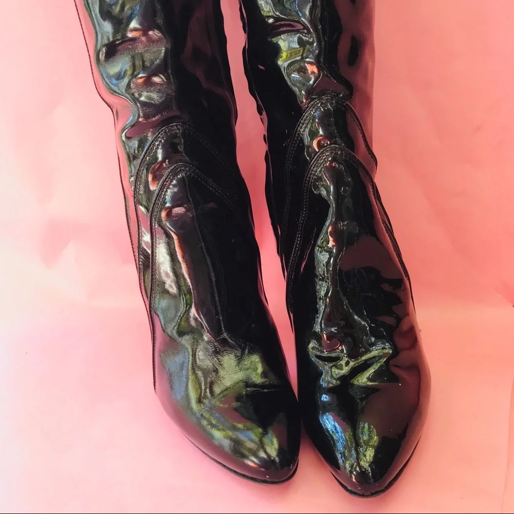 Vintage black Versace patent leather boots